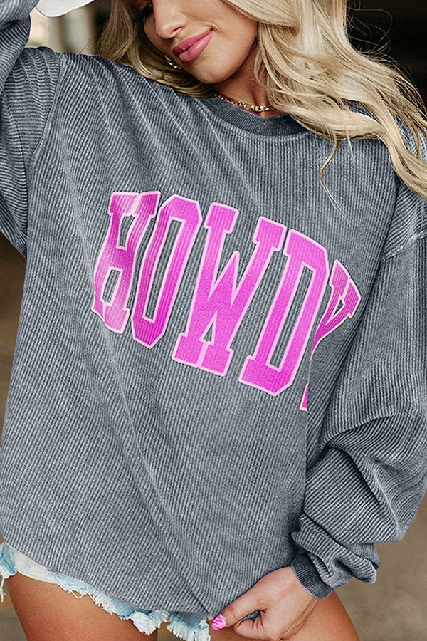 Solid Color Loose Round Neck Pullover Long Sleeve Top
