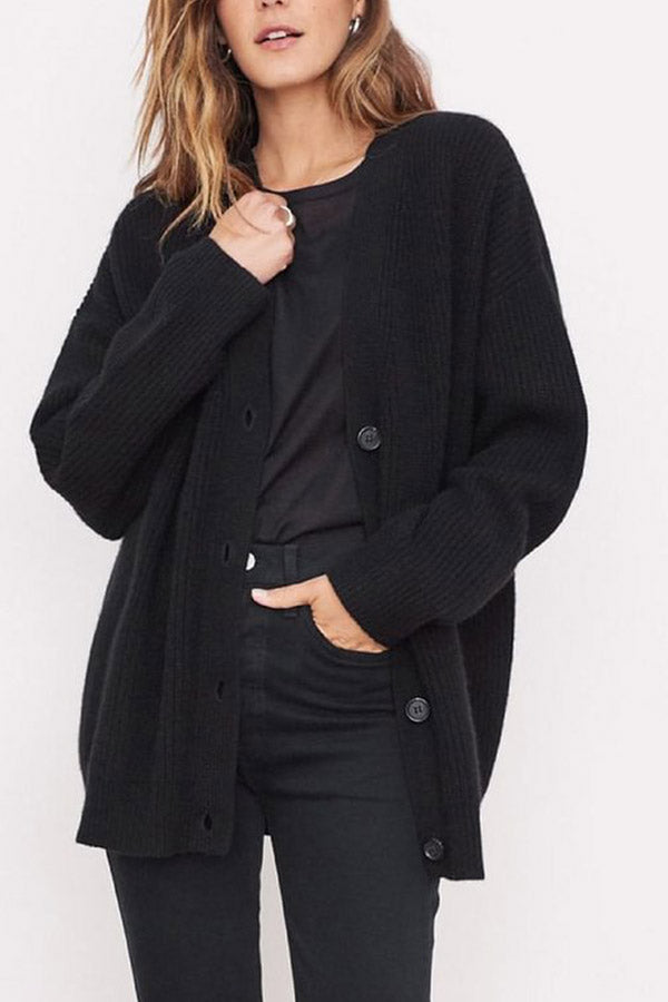 Mountain View Knit Ribbed Button Relaxed Cardigan