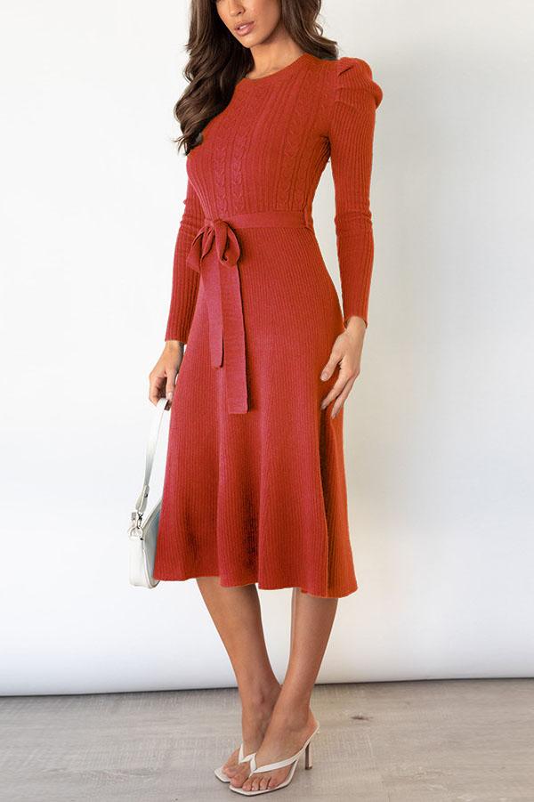 EVELYN | Bubble Long-sleeved Knitted Mid-length Dress