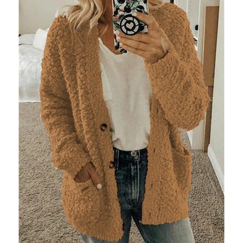 CQI Autumn And Winter Plus Size Cardigan Casual Velvet Short Jacket