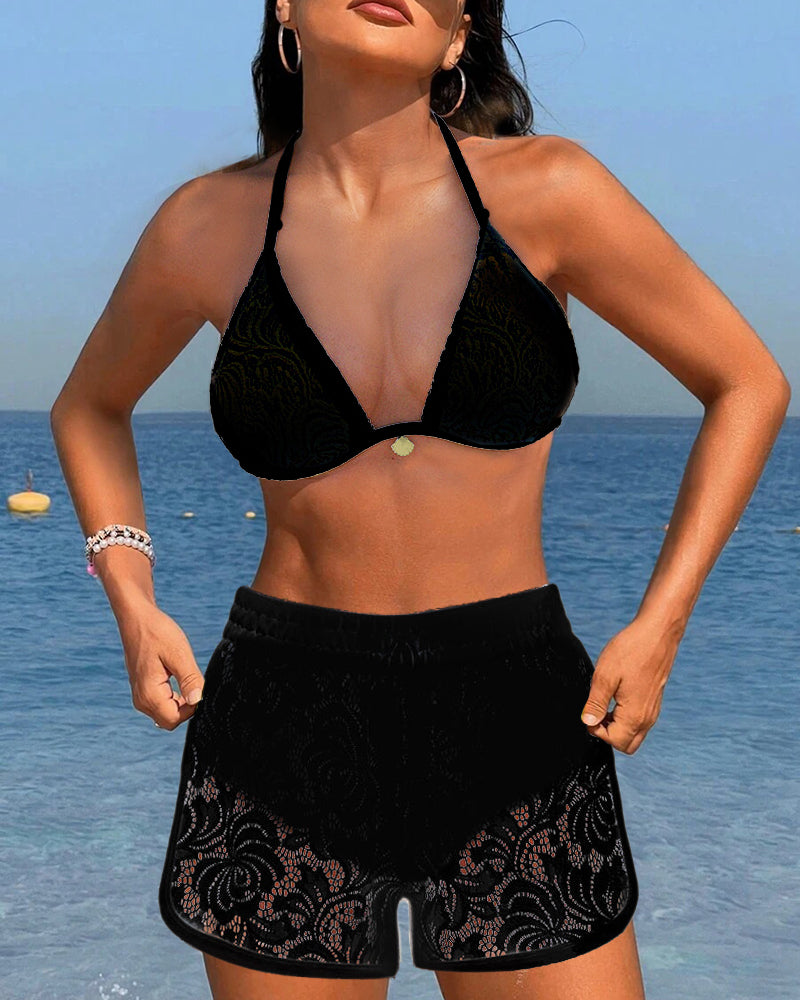 Stacey | Elegant Solid Lace Bikini Set