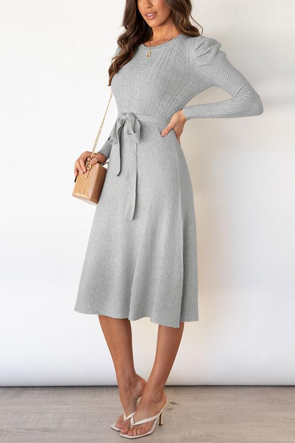 EVELYN | Bubble Long-sleeved Knitted Mid-length Dress