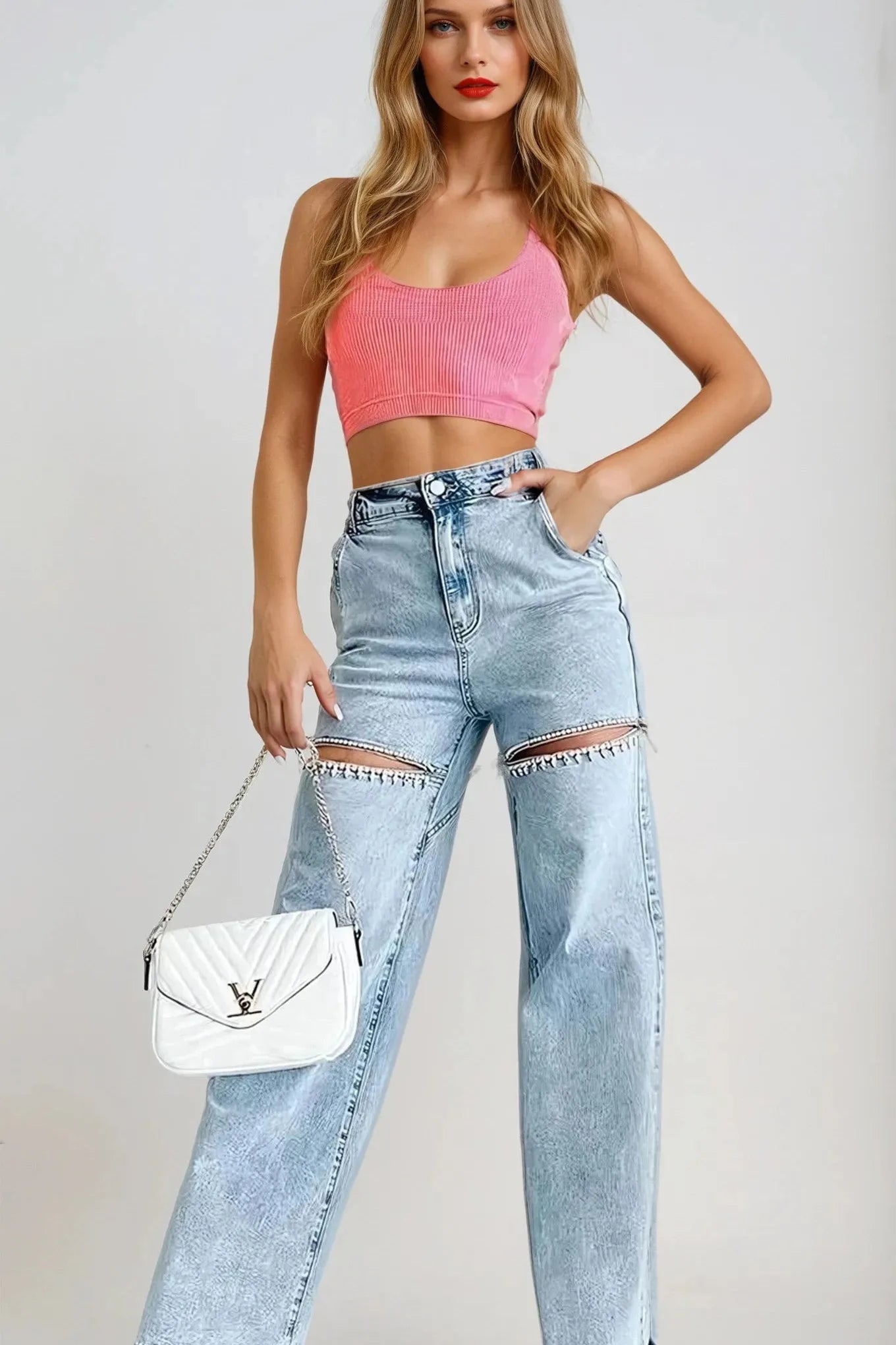 Harper Luxe Crystal Straight Jeans