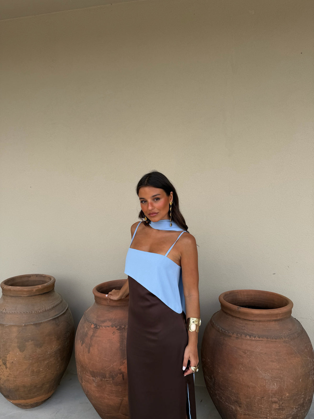 Viviana Dress | Brown & Blue