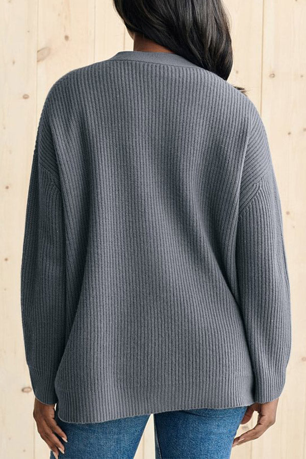 Mountain View Knit Ribbed Button Relaxed Cardigan