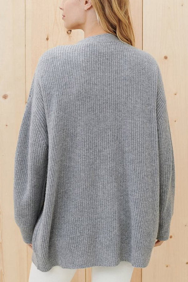 Mountain View Knit Ribbed Button Relaxed Cardigan