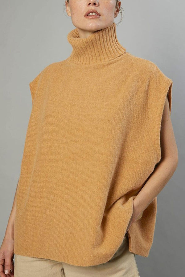 OCEAN | Turtleneck Sleeveless Top Fashion Casual Sweater