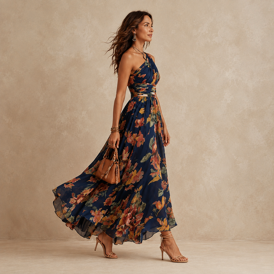 Amelia | One-Shoulder Floral Maxi
