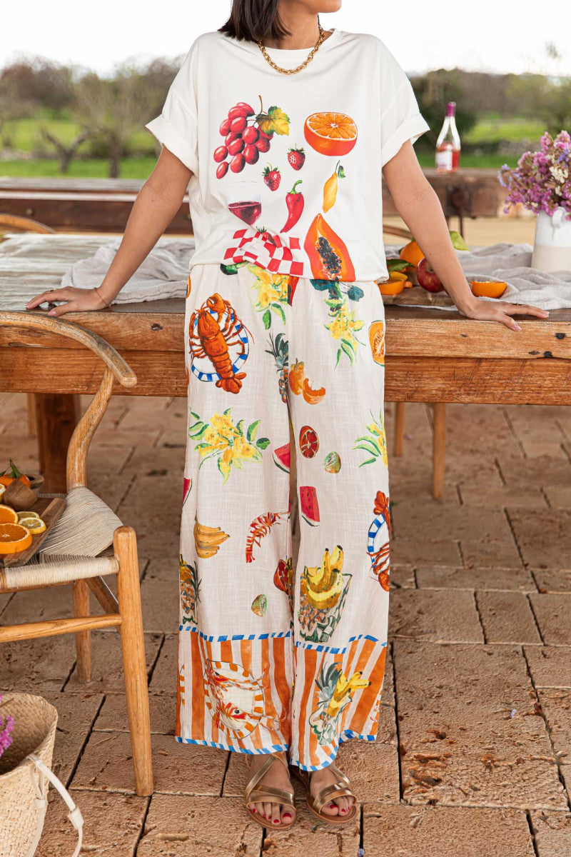 Unique Printed Round Neck Short Sleeve Loose T-Shirt