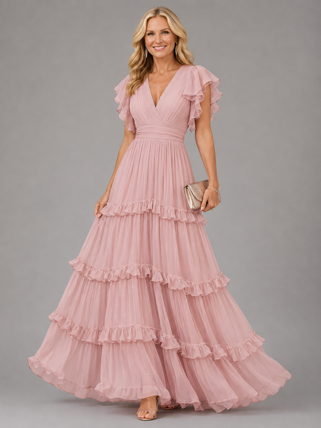 Zoe™ - Light Pink Elegant Wedding Maxi Dress