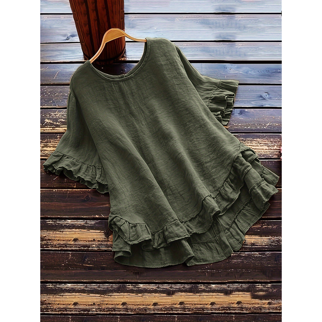 EVITAT - Simple Plus Size Ruffle Hem