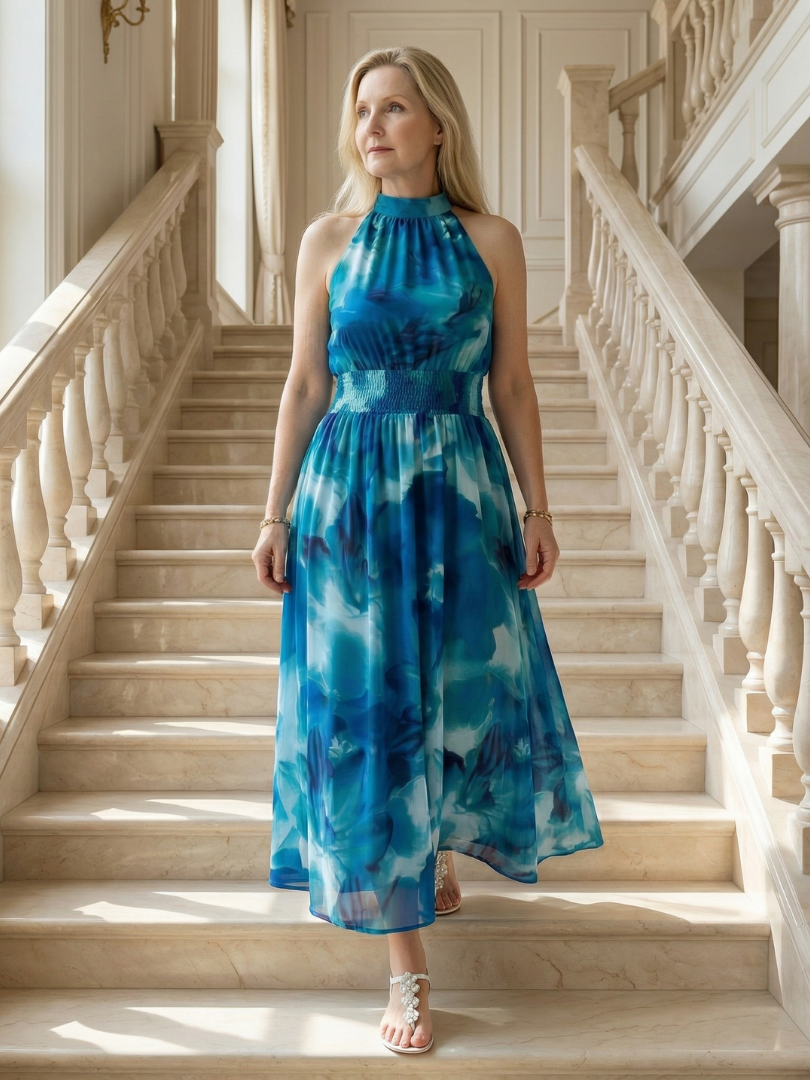 Sylin™ - Gathered Halter Midi Dress
