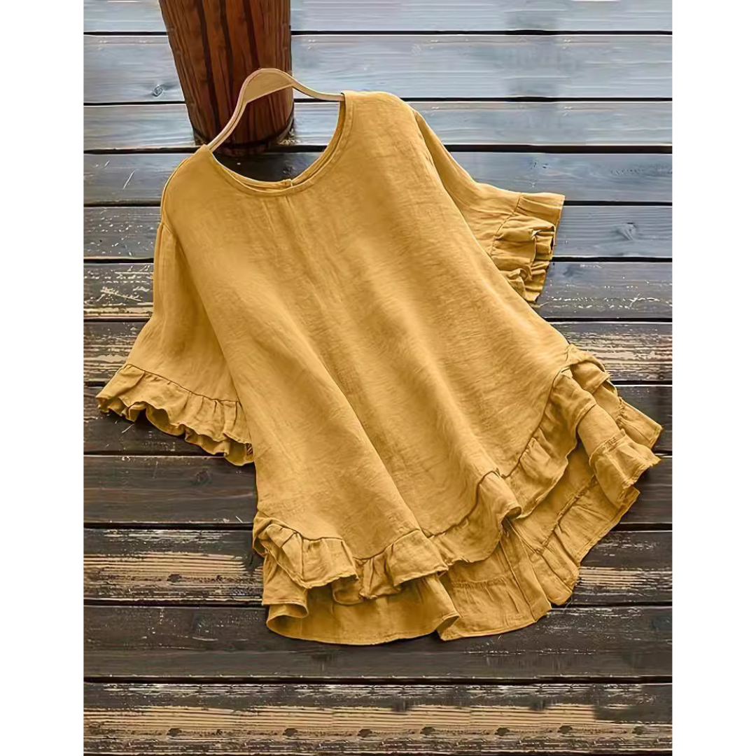 EVITAT - Simple Plus Size Ruffle Hem