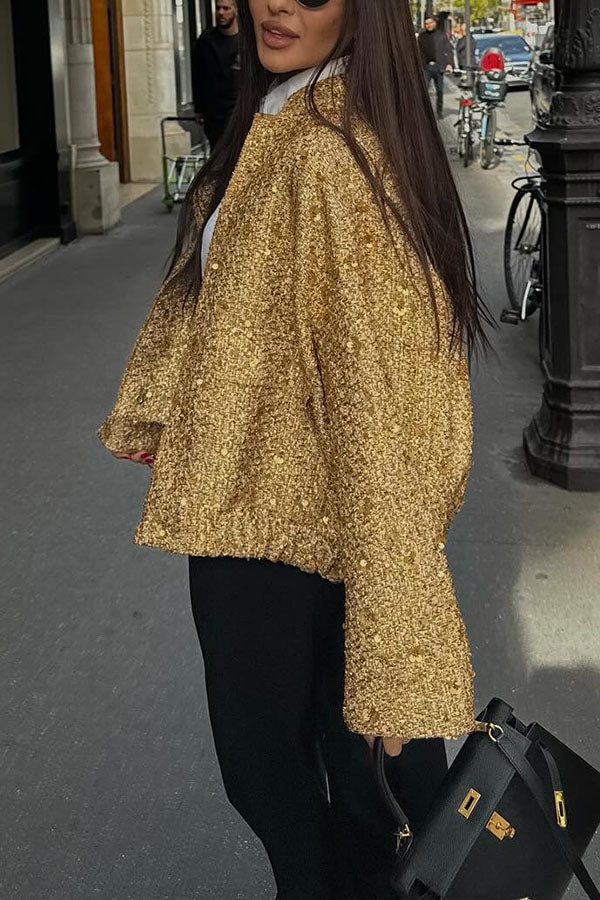 Sequined small stand collar jacket