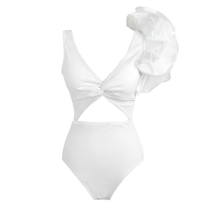One-shoulder ruffled swimsuit