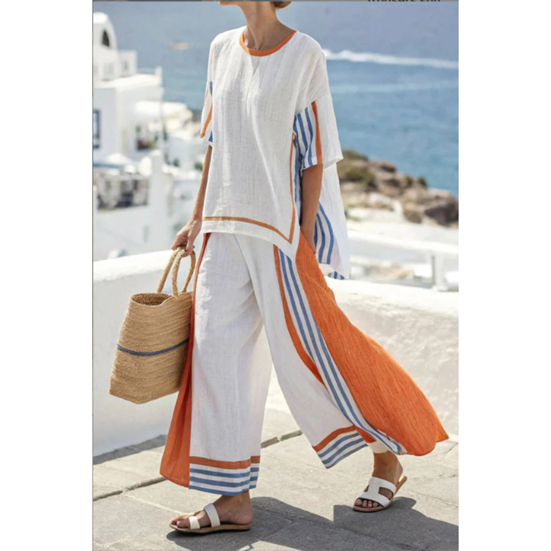 Marina ORANGE | Striped Two-Piece Set