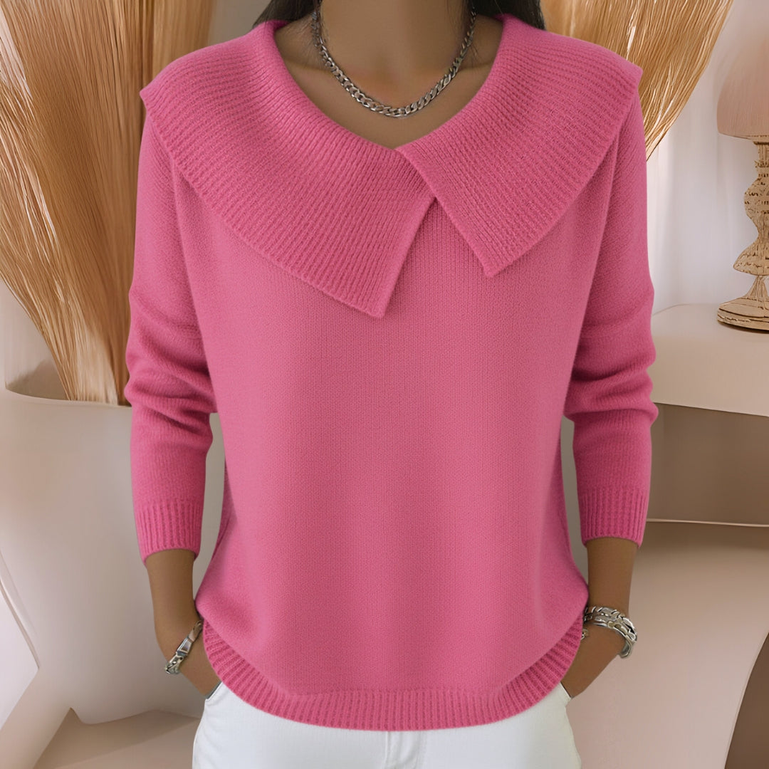 Jennifer Knit Sweater with Soft Collar