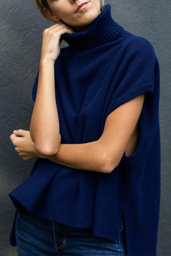 OCEAN | Turtleneck Sleeveless Top Fashion Casual Sweater