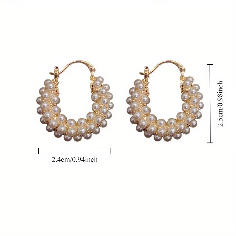Hoop earrings with layered pearls