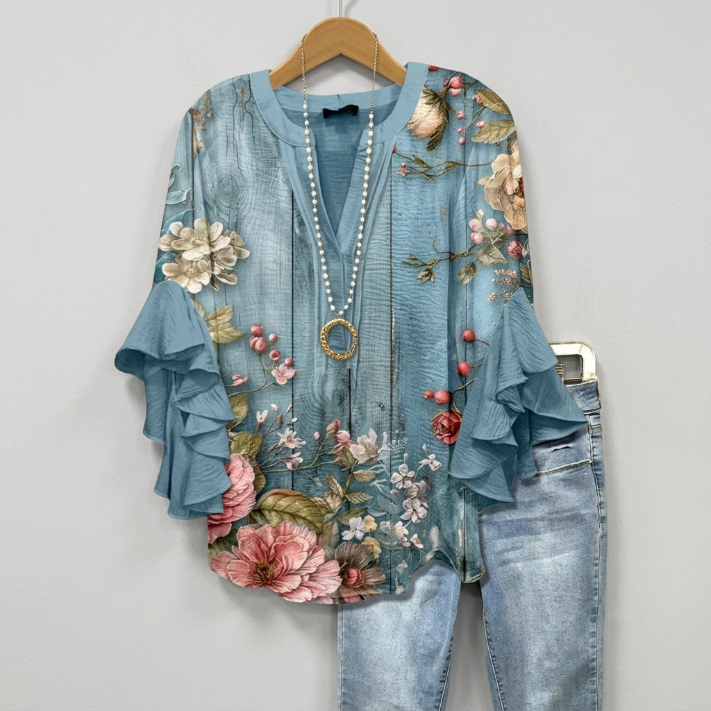 Amalfi Floral Ruffle Blouse