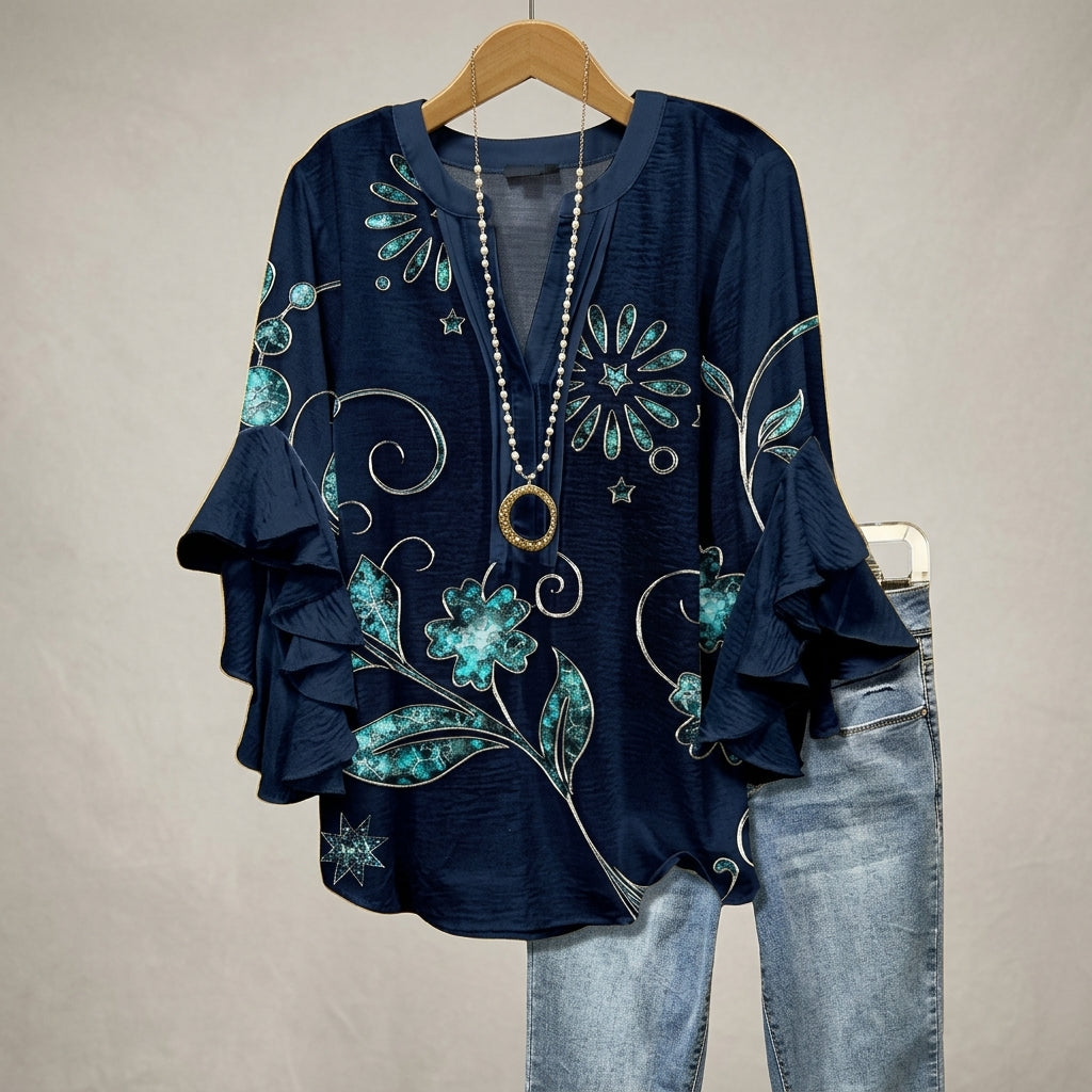 Amalfi Floral Ruffle Blouse