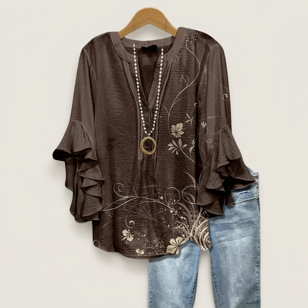 Amalfi Floral Ruffle Blouse