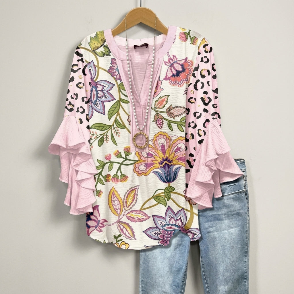 Amalfi Floral Ruffle Blouse