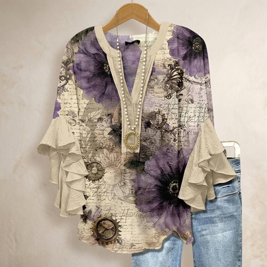 Amalfi Floral Ruffle Blouse