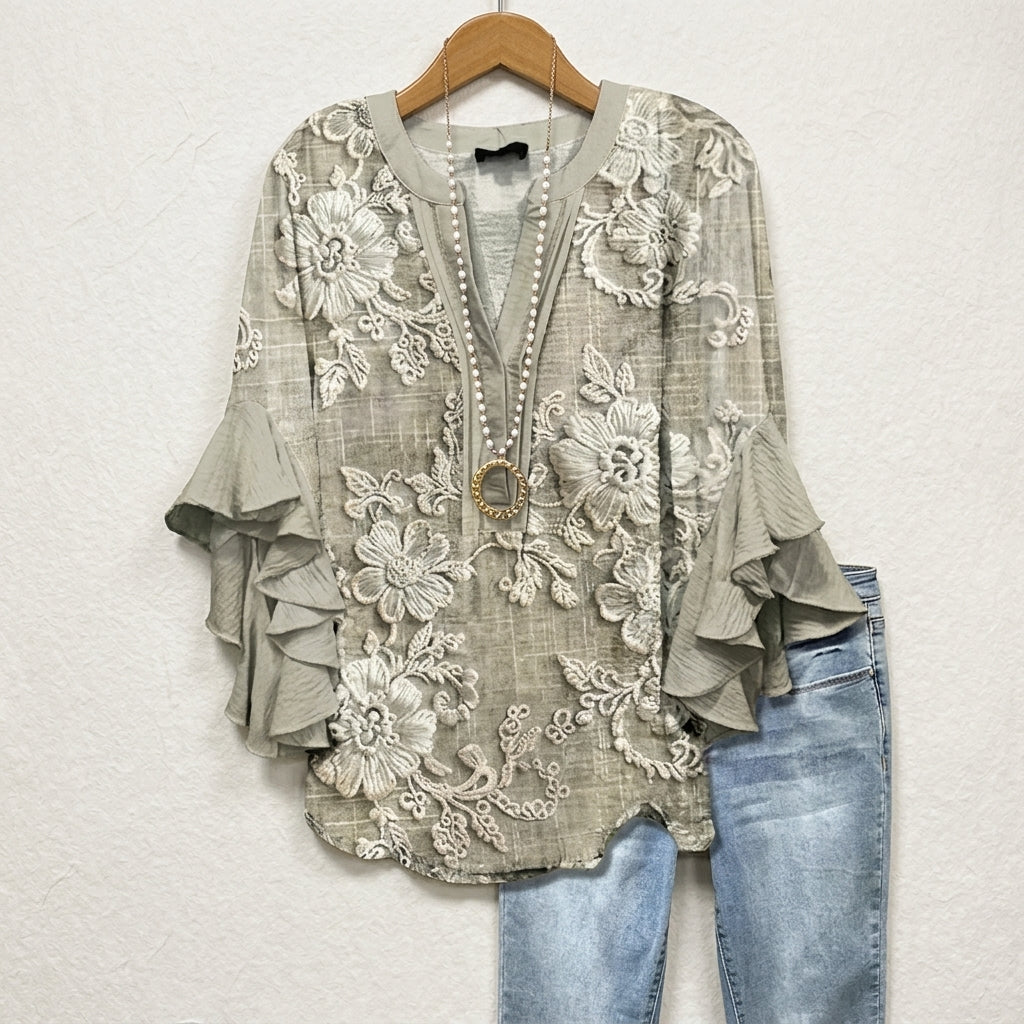 Amalfi Floral Ruffle Blouse