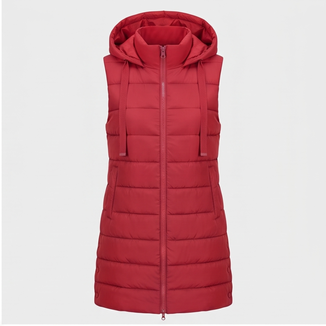 Aveline - Long Hooded Puffer Vest