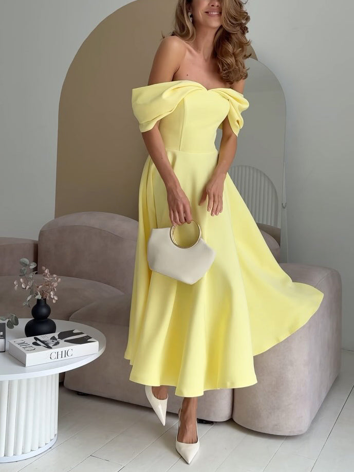 Candela | Elegant Off-Shoulder Draped Maxi Dress