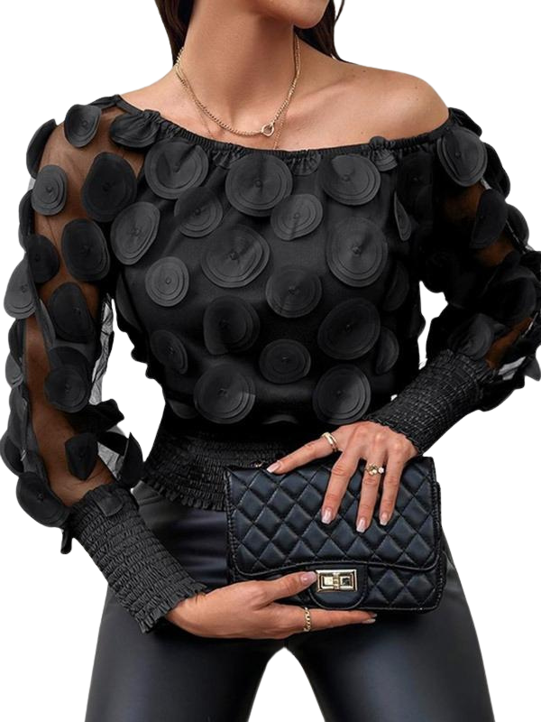 GWYNT - Sheer Bishop Sleeve Blouse