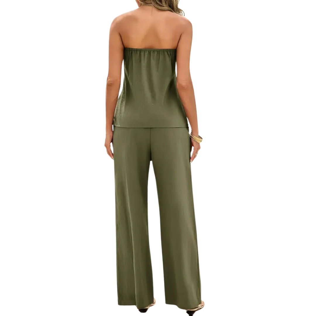 ZELENE™ – Breezy Strapless Wide-Leg Lounge Set