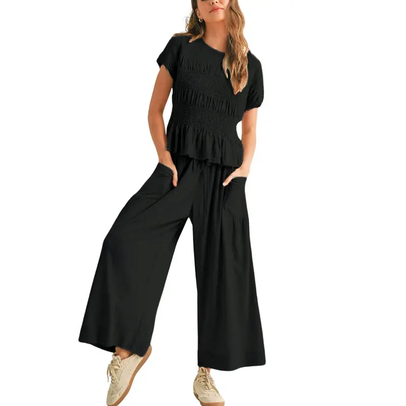 CHARLENET - 2-Piece Smocked Top and Wide