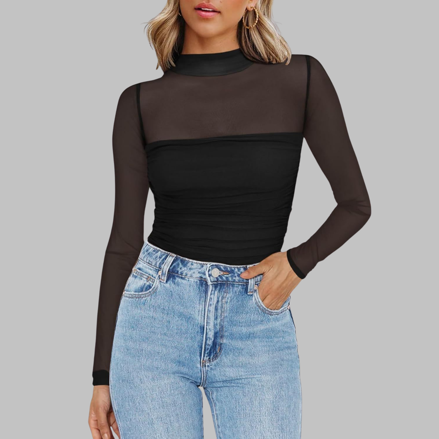 VEGAT - Chic Sheer Mesh See-Through Long