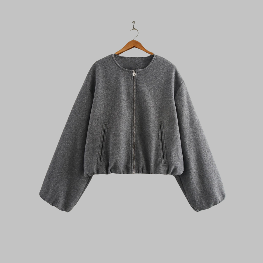 OVALIET - Chic Long Sleeve Zipper Crop