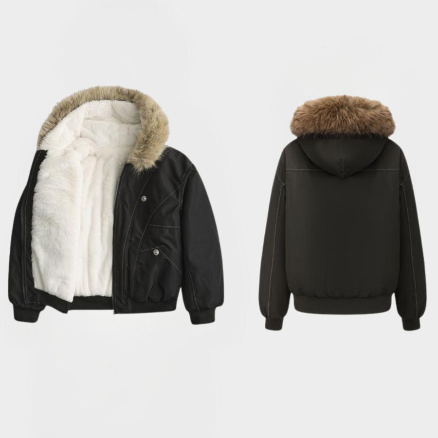 GLENDAT - Warm Bomber Jacket with Faux