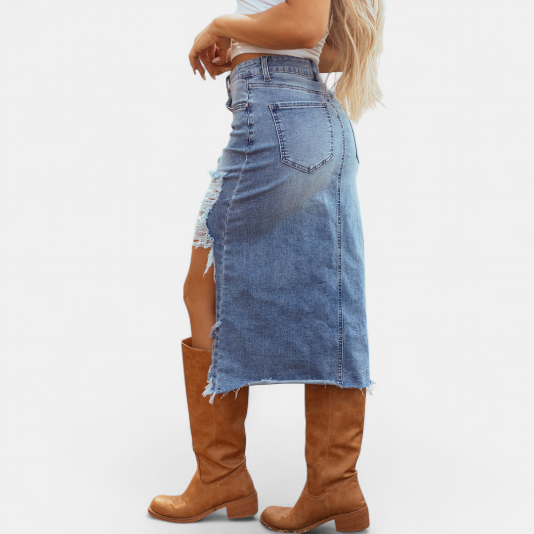 BLAKE – Relaxed High-Waist Denim Maxi Skirt