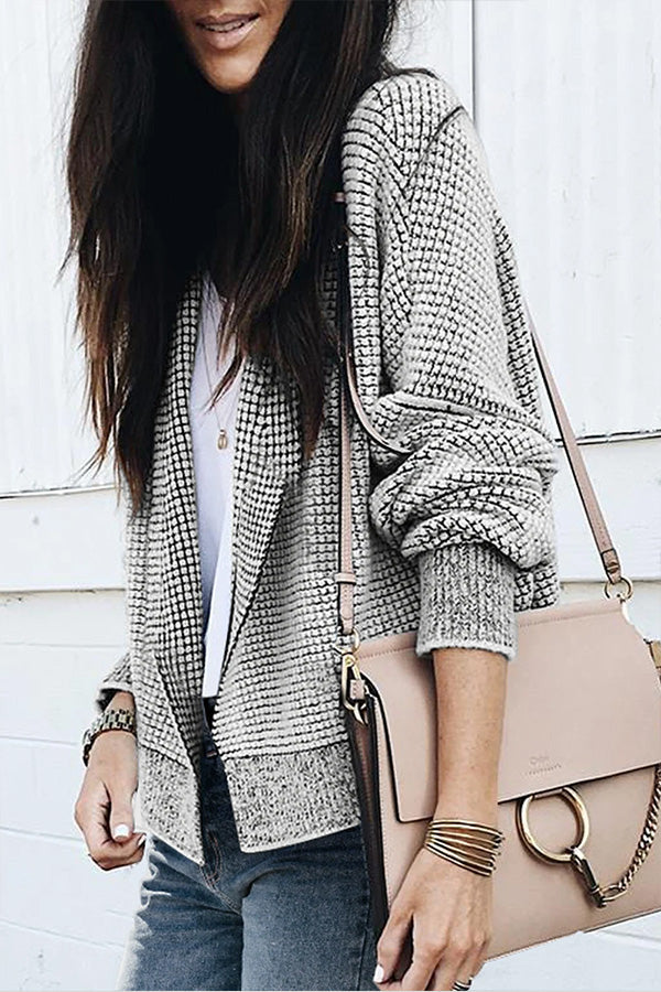 Contrast Trim Open Front Cardigan