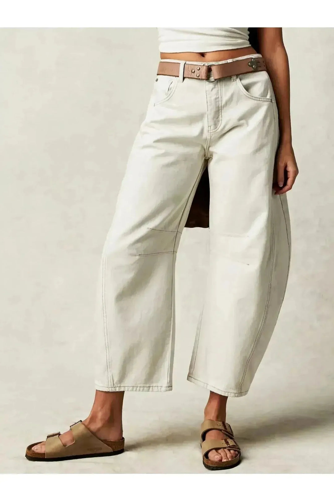 Barrel Jeans with Leopard Pattern