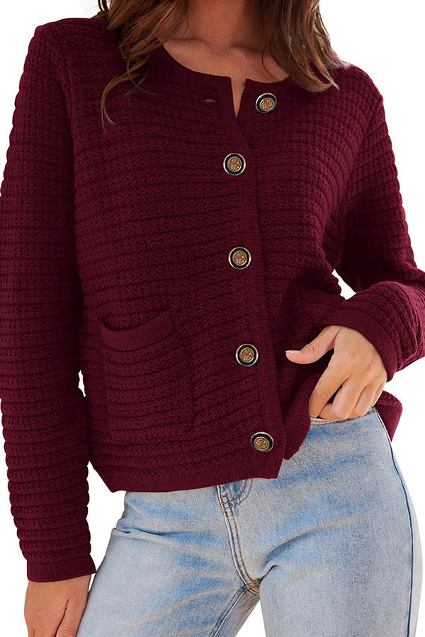 JANE | Long-sleeved round neck knitted new cardigan