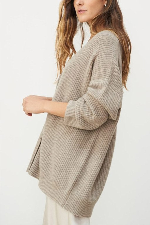 Mountain View Knit Ribbed Button Relaxed Cardigan