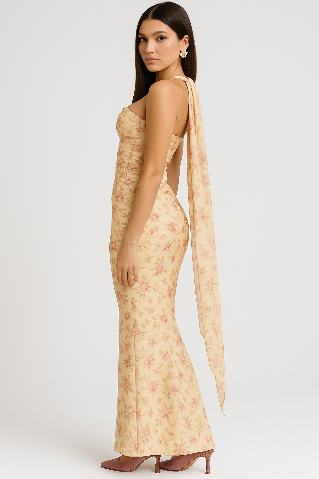 AURENI | Elegant Strapless Choker Dress