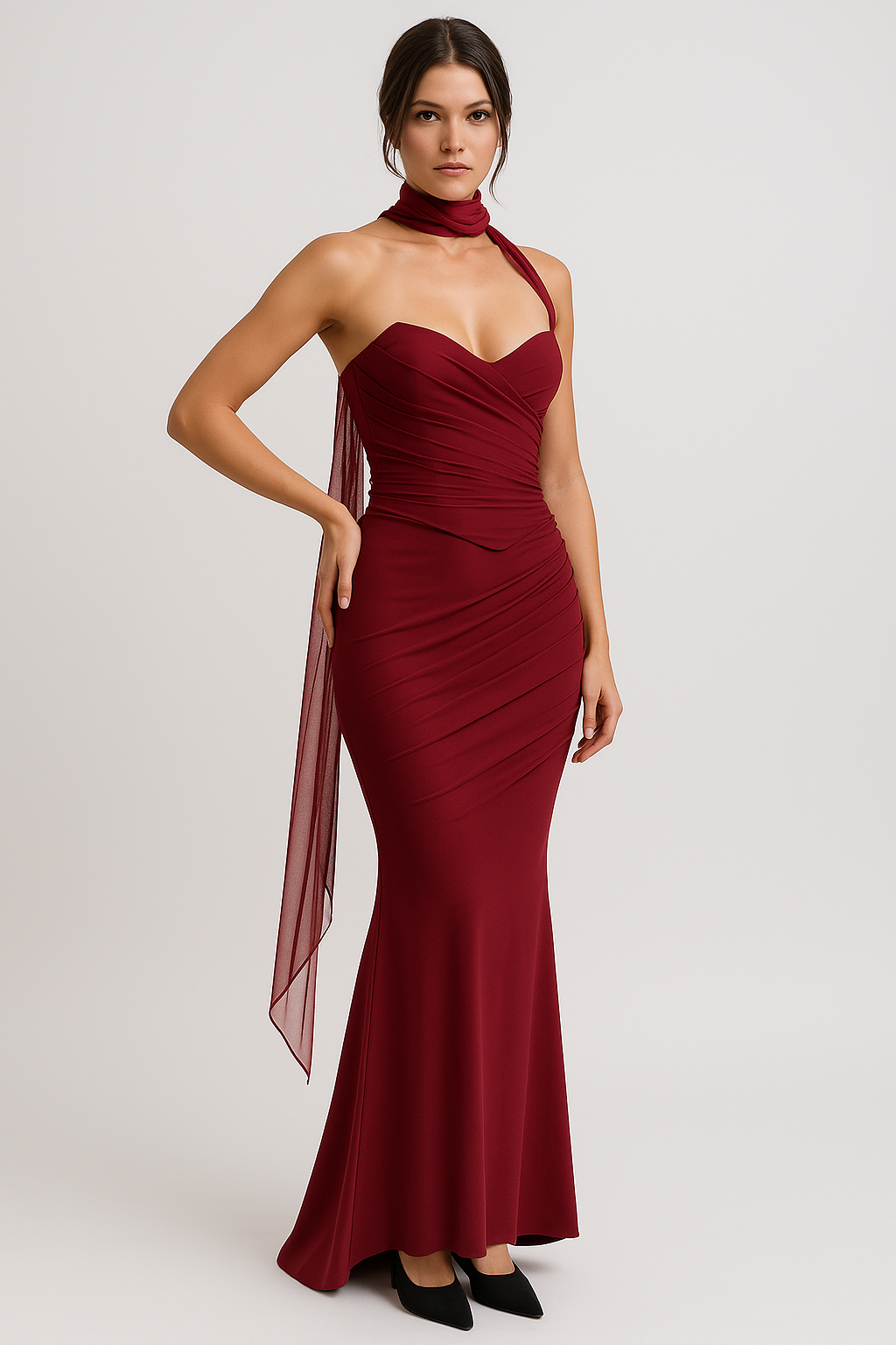 AURENI | Elegant Strapless Choker Dress