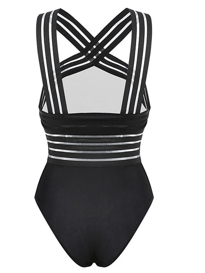 Sheer Stripe One Piece Swimsuit