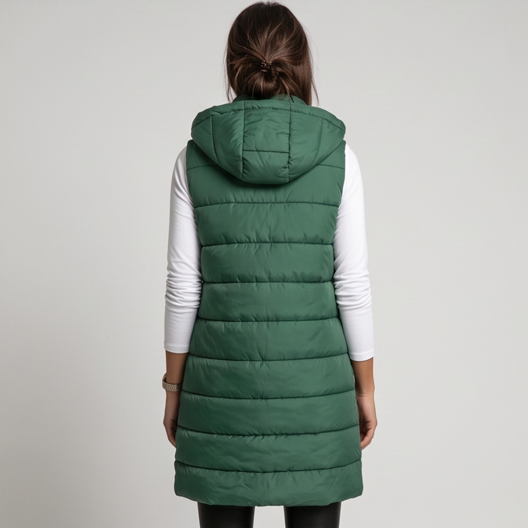 Aveline - Long Hooded Puffer Vest