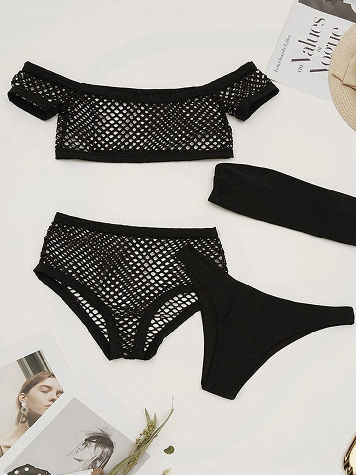 Solid Mesh 4-piece Bikini