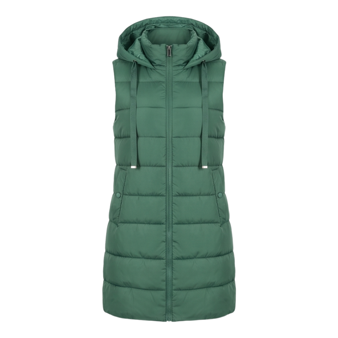 Aveline - Long Hooded Puffer Vest