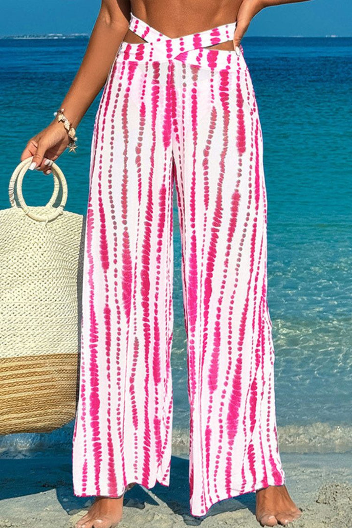 Mesh Loose Elastic Wide-Leg Pants