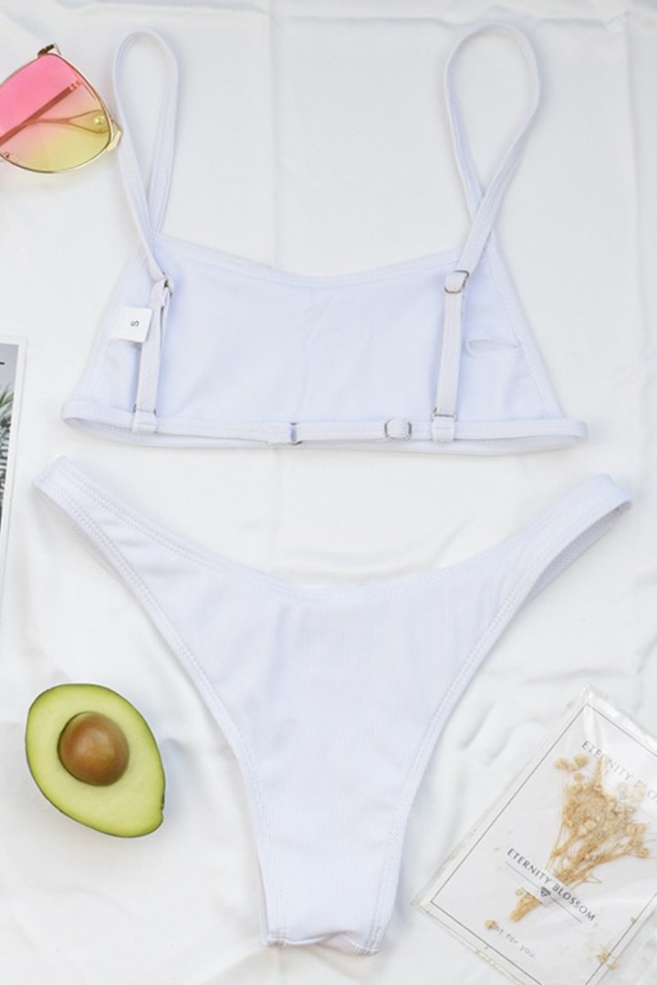 Bandeau High Cut Solid Bikini Set (4 Colors)